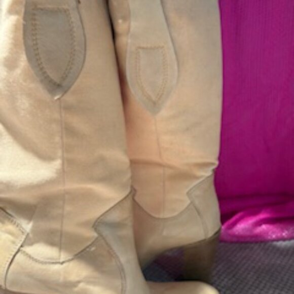 Beige Canvas and leather boots from Italy. - Picture 3 of 6